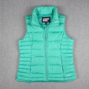 Lands' End Womens Medium (10-12) Green Puffer Vest